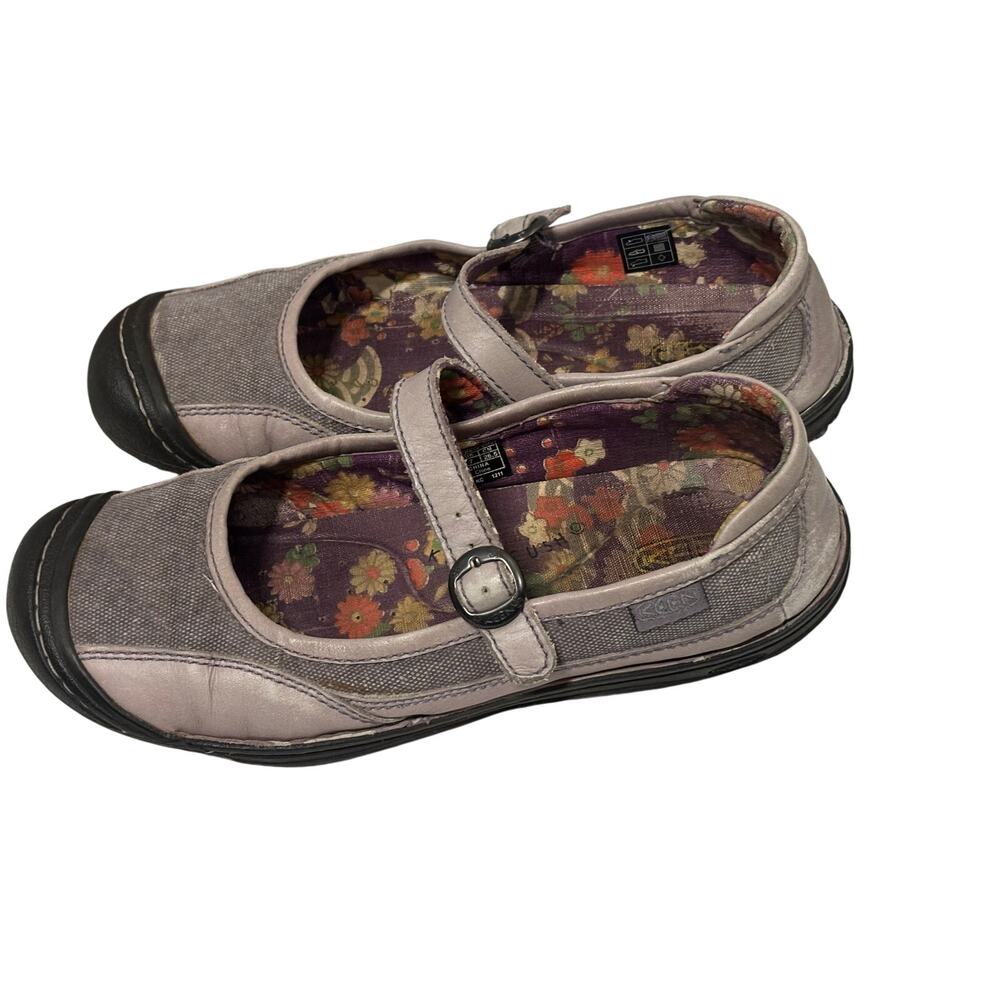 KEEN Mary Jane Flats Lavender Gray Canvas Leather Comfort Shoes Women’s US 9.5